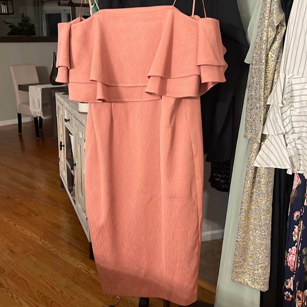 Light Pink bell off shoulder sleeve dress